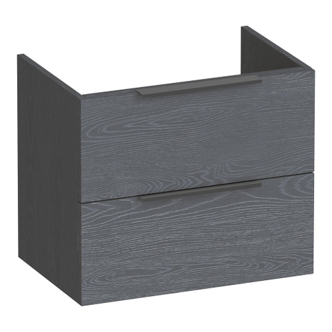 BRAUER Elevate meuble sous-lavabo peu profond 60 sans poignées rapportées 2 tiroirs à fermeture douce et 1 découpe pour siphon - Timber Grey SW1200266