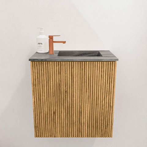 Mondiaz JOYA-DLUX 40cm toiletmeubel - kleur Oak - Wastafel FAYE positie Rechts 1 kraangat kleur Sombra. SW1424240