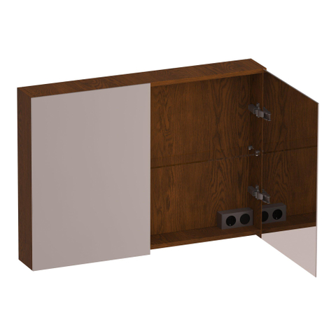 BRAUER Impress armoire de toilette - 100x70x15cm - sans éclairage - 2 portes miroir double face - chêne brun à lamelles SW1198978