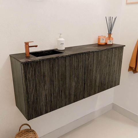 Mondiaz JOYA-DLUX Meuble de toilette 100cm - couleur Shadow - Vasque FAYE position Gauche 1 trou de robinet couleur Lava. SW1422839