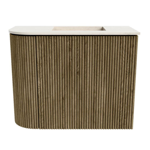 Mondiaz JOYA-DLUX Meuble de toilette 51,6cm - arrondi gauche couleur Dusk - Vasque FAYE position Droite 1 trou de robinet couleur Meli. SW1425840