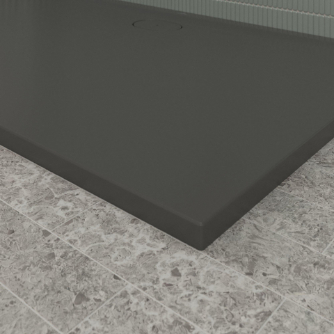 Villeroy & Boch Ecora douchebak - 160x100x3.5cm - afvoer lange zijde - anthracite (antraciet) SW1558987