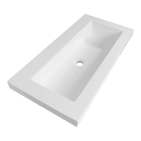 BRAUER Lavabo Spring peu profond 80x40x5cm - 1 lavabo - 0 trous de robinet - marbre minéral - blanc satiné SW8634
