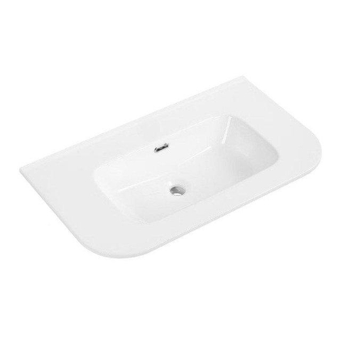 Royal Plaza Terra Edge Ensemble meuble de salle de bains - 100x45.5x46cm - vasque en céramique blanc brillant - 1 vasque - sans trous de robinet - 2 tiroirs - sandwood (chêne clair) SW1471932