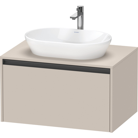 Duravit Ketho.2 Wastafelonderbouwkast - inclusief consoleplaat - met 1 lade - 80x55x45.9cm - met handgreep antraciet - taupe mat SW772800