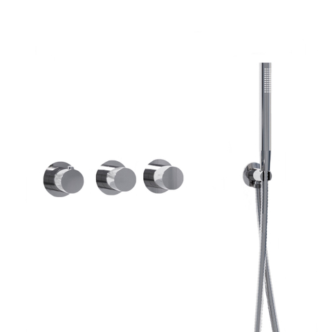 Fortifura Nebbio Badcombinatie-set - thermostaatkraan - wandaansluitbocht - met handdouchehouder - metalen doucheslang - ronde handdouche - badvulcombinatie - hoogglans chroom SW1238015