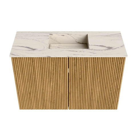 Mondiaz JOYA-DLUX 60cm toiletmeubel - kleur Oak - Wastafel FAYE positie Midden Zonder kraangat kleur Nata. SW1423996