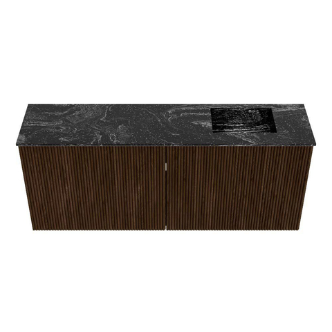 Mondiaz JOYA-DLUX 100cm meuble de salle de bains - couleur Walnut - Vasque FAYE position Droite Sans trou de robinet couleur Lava. SW1422450