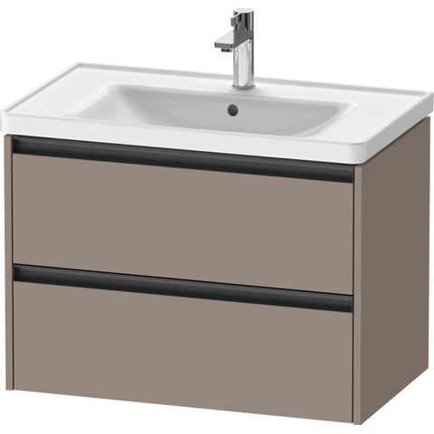 Duravit Ketho.2 Wastafelonderbouwkast - met 2 laden - 78.4x45.5x54.9cm - met grepen antraciet - basalt mat SW772684