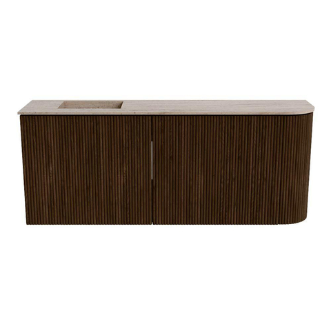 Mondiaz JOYA-DLUX 101.6cm toiletmeubel - ronding rechts kleur Walnut - Wastafel FAYE positie Links 1 kraangat kleur Saba. SW1424683