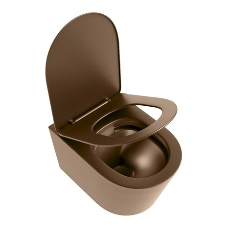 Mondiaz LAVIE hangtoilet – spoelrandloos – 36 x 53 cm – met softclose zitting – Rust (bruin) SW1208705