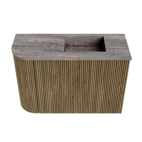 Mondiaz JOYA-DLUX 61.6cm toiletmeubel - ronding links kleur Dusk - Wastafel FAYE positie Rechts Zonder kraangat kleur Oza. SW1426001