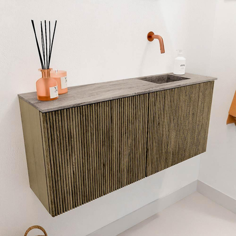Mondiaz JOYA-DLUX 90cm toiletmeubel - kleur Dusk - Wastafel FAYE positie Rechts Zonder kraangat kleur Oza. SW1425985