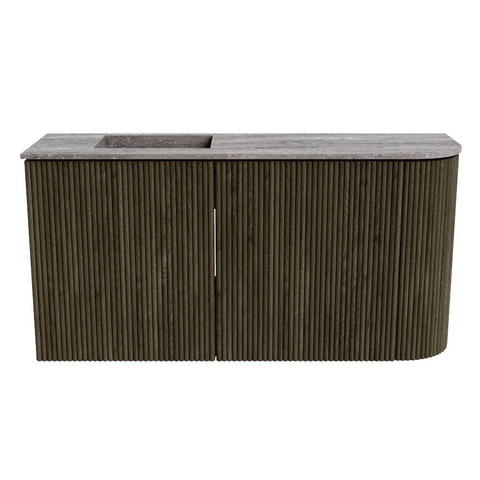 Mondiaz JOYA-DLUX Meuble de salle de bains 81.6cm - arrondi droit couleur Shadow - Vasque FAYE position Gauche 1 trou de robinet couleur Oza SW1425060