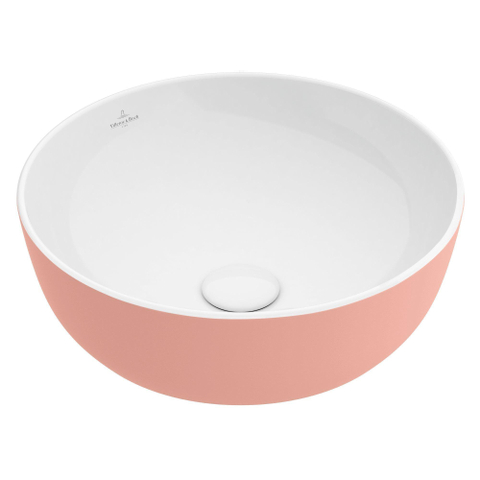 Villeroy & Boch Artis opzetwastafel - 43x43cm - zonder kraangat - zonder overloop CeramicPlus - Powder (glans roze) SW68809