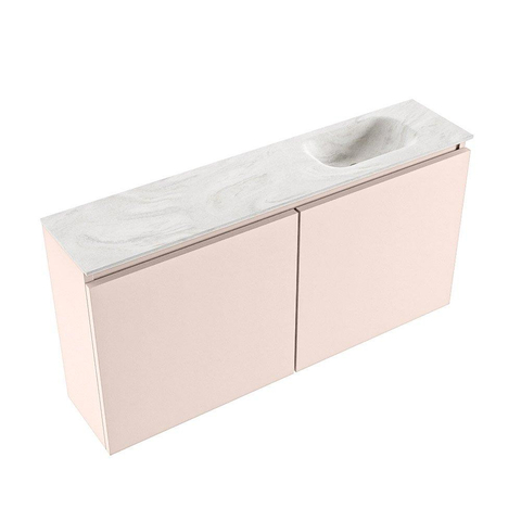 MONDIAZ TURE-DLUX meuble WC 100 cm Rosee. Lavabo EDEN Ostra position à droite. Avec 1 trou de robinet. SW1105043