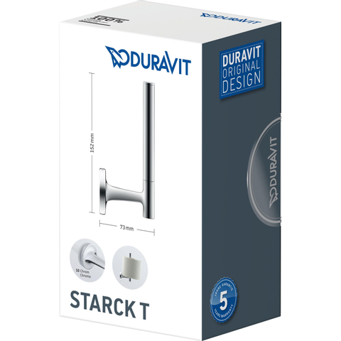 Duravit Starck T Reserve closetrolhouder - 5x7.3x15.2cm - hoogglans chroom SW297106