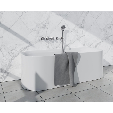 Fortifura Nebbio Badcombinatie-set - thermostaatkraan - wandaansluitbocht - met handdouchehouder - metalen doucheslang - ronde handdouche - uitloop - hoogglans chroom SW1237988