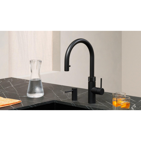 Quooker Flex Round kokendwaterkraan - draaibare & uittrekbare uitloop - PRO3 reservoir - kokend water - zwart SW299642