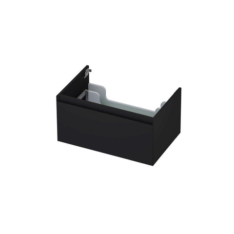 INK Wastafelonderkast - 70x45x35cm - 1 lade - greeploos - MDF lak - Zwart mat SW207388