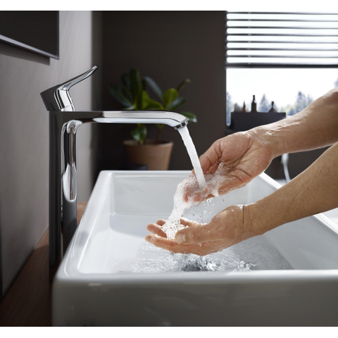 Hansgrohe Metris 1 greeps wastafelkraan - 260 met trekwaste - hoogglans chroom 0450908