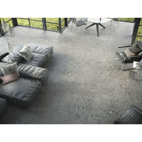 ÉCHANTILLON Terravito Mareno carreau mural et de sol - 80x80cm - 9.5mm - Carré - rectifié - Terrazzo - Gris mat SW736058