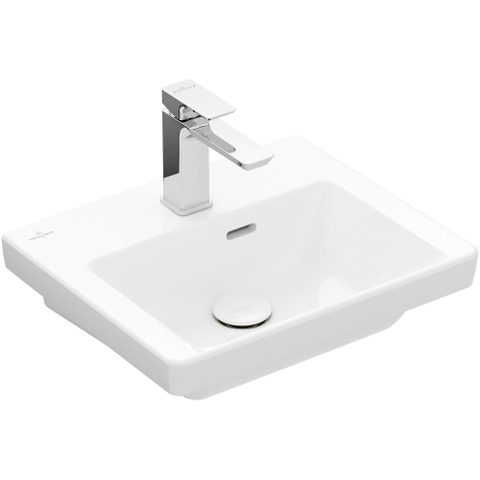 Villeroy & Boch Subway 3.0 fontein - 45x37cm - met kraangat - met overloop - White Alpine (glans wit) SW654433