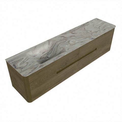 Mondiaz CIRO-DLUX Ensemble de meubles de salle de bains - 190x45x50cm - plan vasque solid surface Glace - 1 lavabo gauche - 1 trou de robinet - 4 tiroirs - Dusk SW1533008