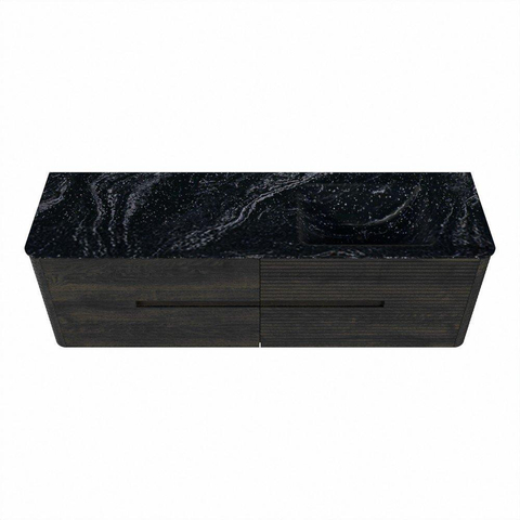 Mondiaz CIRO-DLUX Badkamermeubelset - 160x45x50cm - Solid surface wastafel Lava - 1 wasbak Rechts - 1 kraangat - 4 lades - Shadow SW1532485
