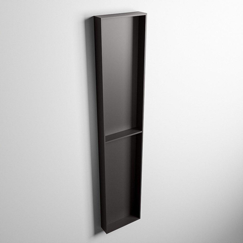 Mondiaz Easy nis 29.5x89.5x8cm voor Inbouw/opbouw 2 open vakken Solid surface DarkGrey/DarkGrey SW643803