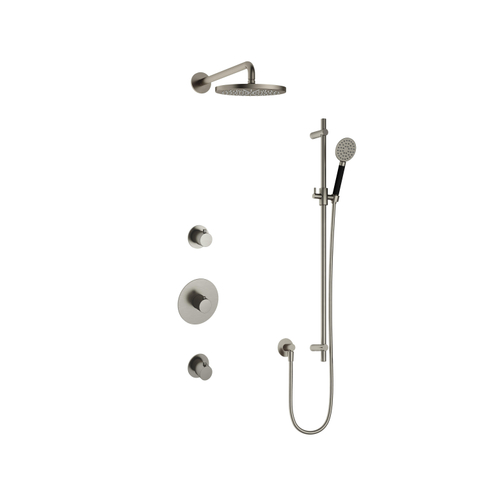 Hotbath Cobber IBS20 Regendoucheset - inbouw - 35cm wandarm - 20cm ronde hoofddouche - 3 standen handdouche - glijstang - geborsteld nikkel (RVS) SW440678
