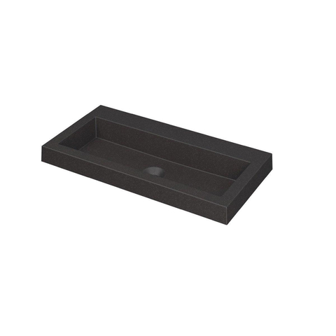 INK Dock lavabo - 80x40x6cm - 1 bassin - 0 trous de robinet - Quartz noir SW68555