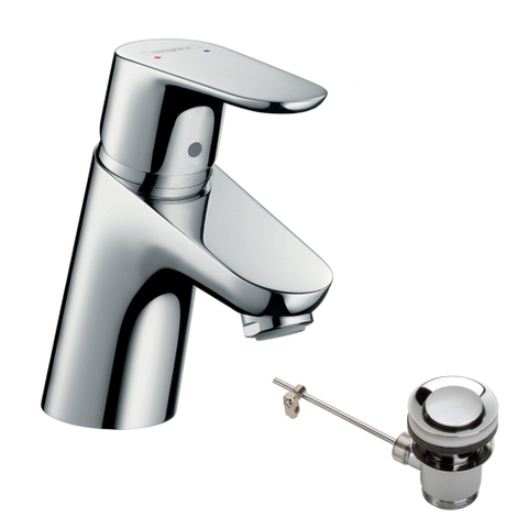 Hansgrohe Focus E2 wastafelkraan - met waste - hoogglans chroom 0450760