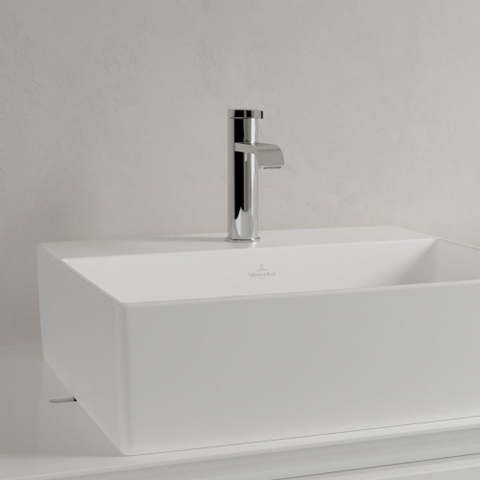 Villeroy & Boch memento 2.0 opzetwastafel - 50x42cm - met 1 kraangat - zonder overloop CeramicPlus - Stone White (mat wit) SW209586