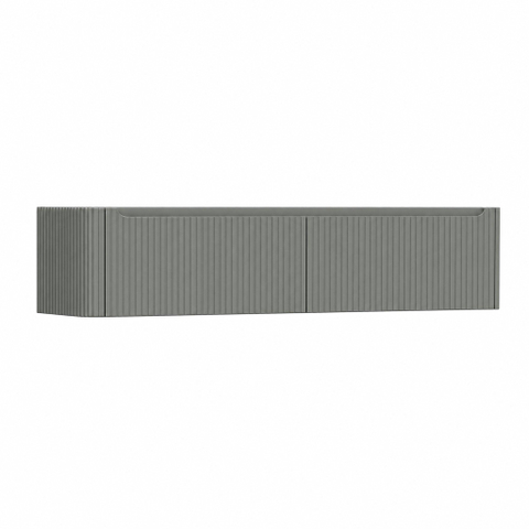 H&R Badmeubelen Juice Wastafelonderkast - 180x45x40cm - linkerhoek afgerond - 3D-front - 2 lades - geïntegreerde greep - petrol mat SW1260411