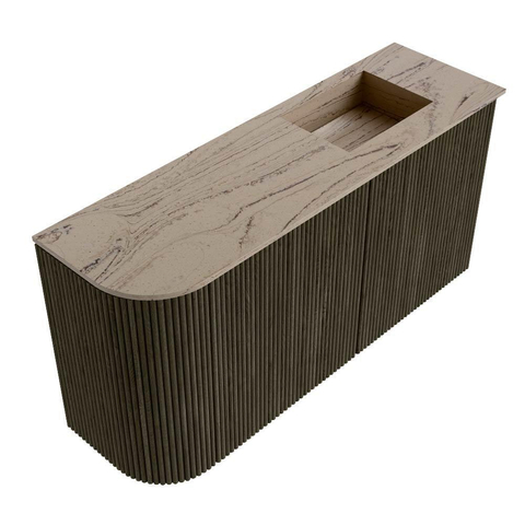 Mondiaz JOYA-DLUX Meuble de toilette 81,6 cm - arrondi gauche couleur Shadow - Lavabo FAYE position Droite Sans trou de robinet couleur Arena SW1424838