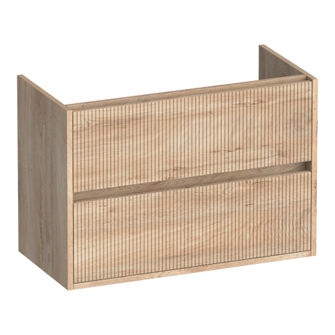 BRAUER Adore Wavy meuble sous-lavabo peu profond 80 2 tiroirs à fermeture douce - sans poignée - 1 découpe pour siphon - Forest Wheat SW1198680