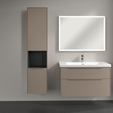 Villeroy & Boch Subway 3.0 Hoge kast - 171x40x36.2cm - 2 deuren - taupe SW797316