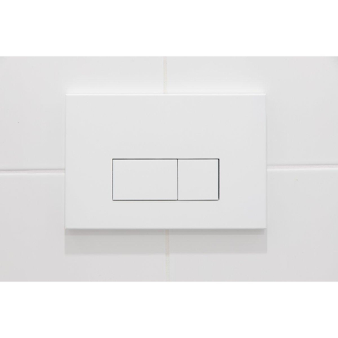 QeramiQ Dely Pack WC cuvette sans bride 36.3x51.7cm avec bâti-support Geberit UP320 abattant WC blanc mat frein de chute et plaque de commande Blanc mat boutons Rectangulaires SW804604