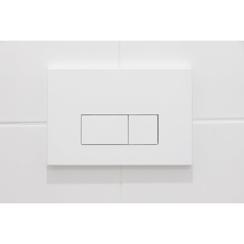 QeramiQ Dely Toiletset - 36.3x51.7cm - diepspoel - rimless - Geberit UP320 inbouwreservoir - softclose toiletzitting - mat witte bedieningsplaat - rechtehoekige knoppen - wit mat SW804604