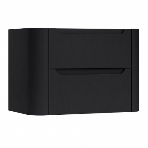 H&R Badmeubelen Juice Meuble sous vasque - 80x45x50cm - coins arrondis - 2 tiroirs - poignée intégrée - noir mat SW1488579