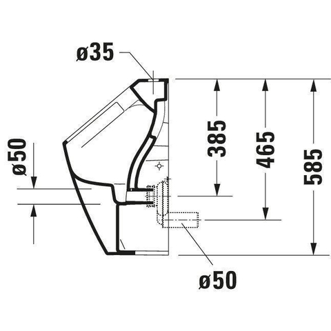 Duravit Me by starck Urinoir - spoelrandloos - met boveninlaat - zonder vlieg - inclusief bevestiging afvoer horizontaal/verticaal - rimless - wit SW84212