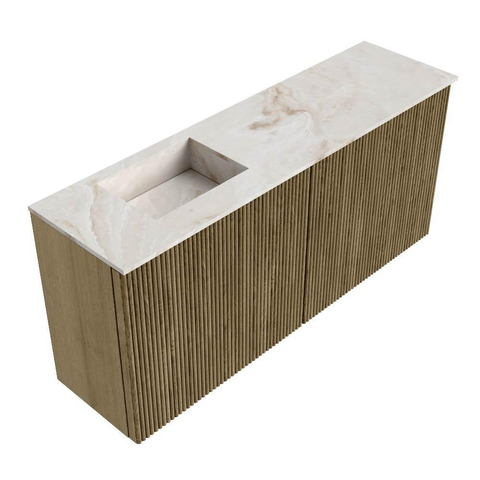 Mondiaz JOYA-DLUX 90cm toiletmeubel - kleur Dusk - Wastafel FAYE positie Links Zonder kraangat kleur Frappe. SW1423069