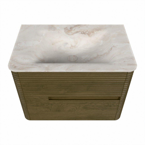 Mondiaz CIRO-DLUX Meuble de salle de bains - 70x45x50cm - lavabo solid surface Frappe - 1 vasque centrale - sans trous de robinet - 2 tiroirs - Dusk SW1533810