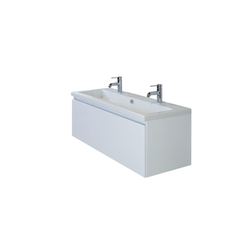 H&R Badmeubelen Djazz Wastafel - 121x45.5x4cm - 2 kraangaten - 1 wasbak - keramiek wit SW235623