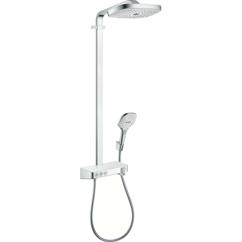 Hansgrohe Raindance Select E 300 - showerpipe: - met Showertablet - 300 opbouwkraan - thermostatisch - met handdouche - 3jet en hoofddouche - 3jet wit/chroom - thermostaat - wit chroom 0452234