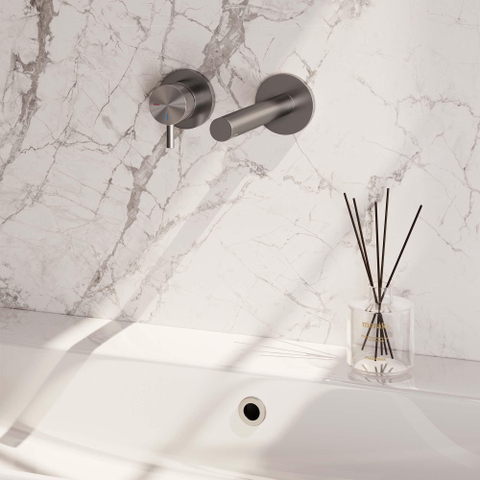 Brauer Brushed Edition Mitigeur de lavabo encastré - bec droit à droite - levier court et étroit - modèle B2 PVD - inox brossé SW716062