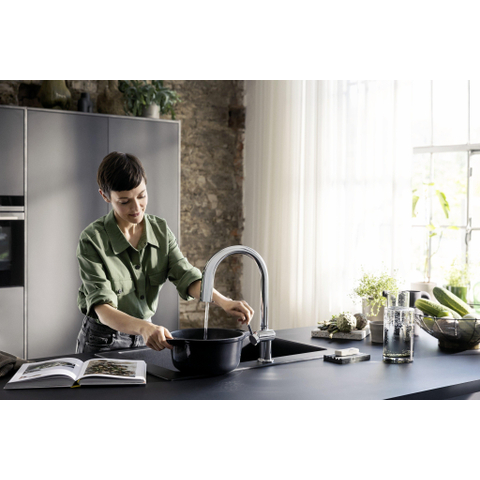 Hansgrohe Aqittura M91 SodaSystem 210, uittrekbare uitloop 1jetsBox, starter set chroom SW1567464