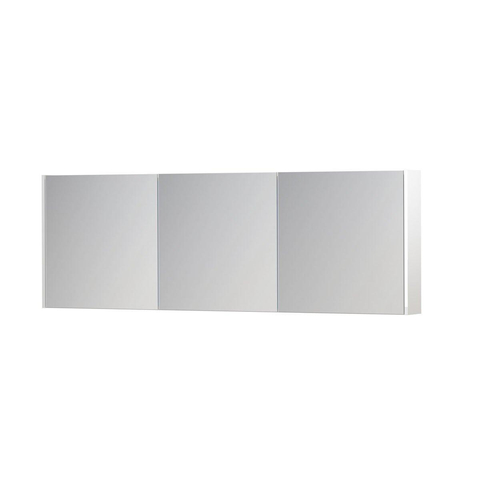 INK SPK1 Spiegelkast - 180x14x60cm - 3 deuren - dubbelzijdige Spiegel - schakelaar en stopcontact - MDF lak wit hoogglans SW493952