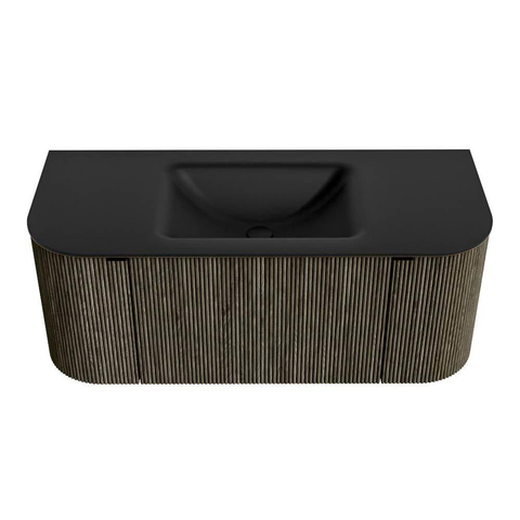 Mondiaz KURVE Badkamermeubelset - 110x46x40cm - 1 lade - 2 deuren - wastafel solid surface - midden - 1 kraangat - Shadow SW1414175